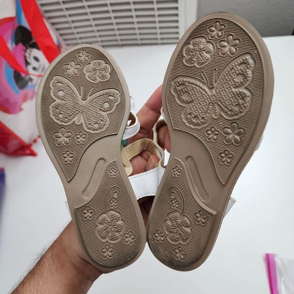 Girls Andrea White & Colorful Flower Floral Sandals Size 10 - Picture 7 of 12